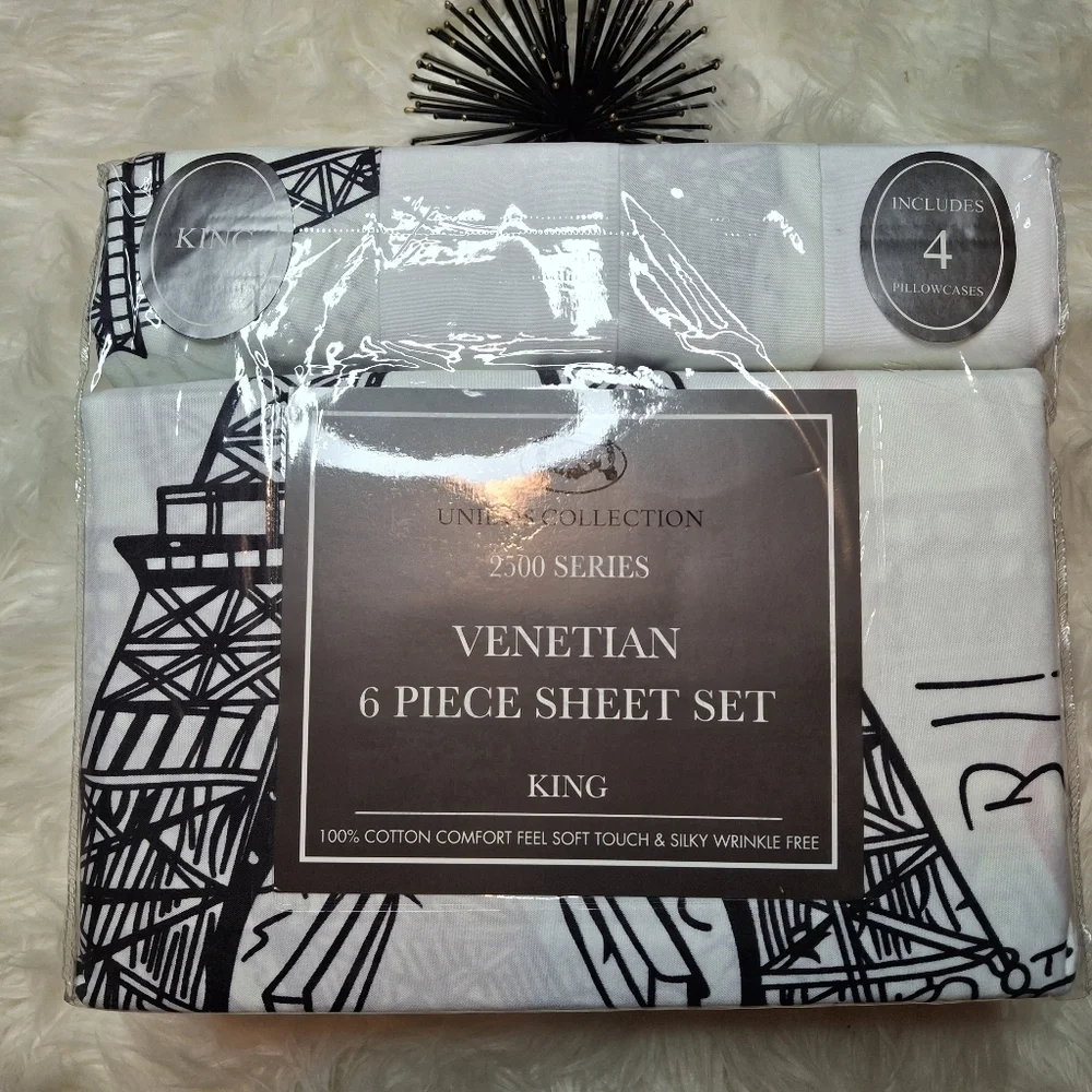 Paris Themed Bedding Set - White and Red